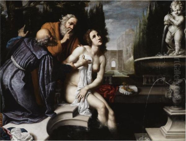 Susanna And The Elders Oil Painting by Francesco Lupicini