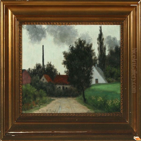 Scenery From Ruds Vedby Oil Painting by Marie Luplau