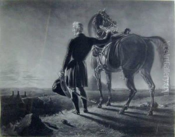 Lopton , After Benjamin Robert Haydon , 'arthur Wellesley, The 1st Duke Of Wellington On The Field Of Waterloo', Engraving, 63cm X 73.5cm, Framed Oil Painting by Thomas Goff Lupton