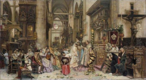 La Boda (the Marriage Vows) Oil Painting by Joaquin Luque Rosello