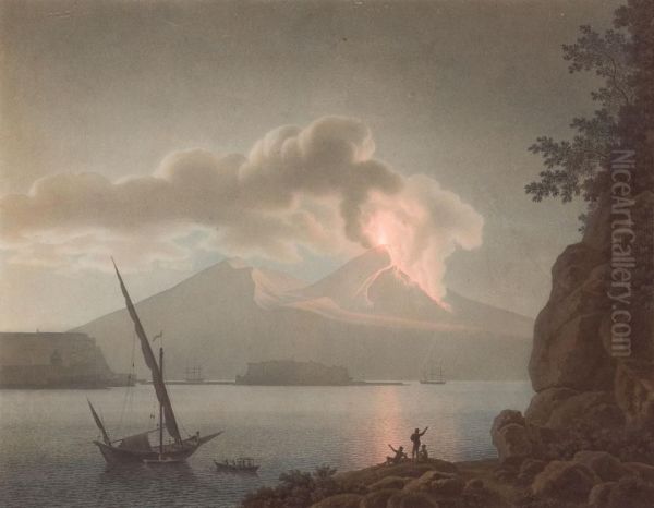 Eruzione Del Vesuvio In Notturno Oil Painting by Giovanni Battista Lusieri