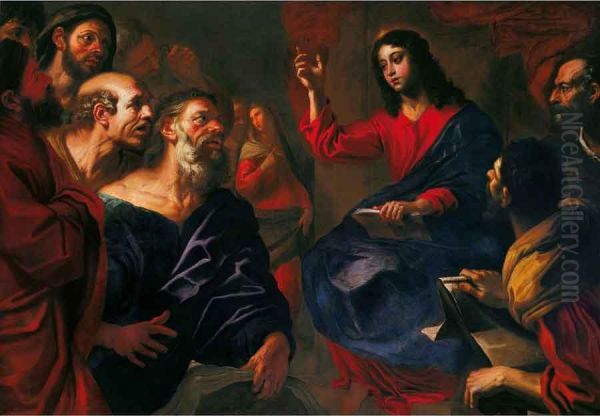 La Predica Di Gesu Ai Dottori Oil Painting by Giovanni Battista Lusieri