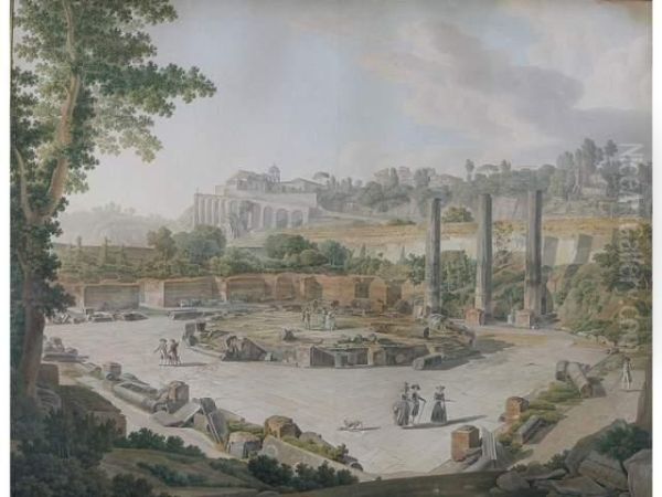 Vue Du Temple De Serapis A Pozzuoli Oil Painting by Giovanni Battista Lusieri