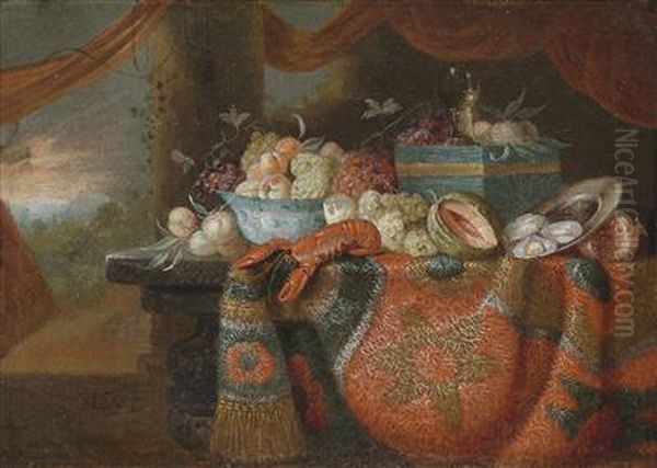 A Still Life With Fruit Oil Painting by Jan Baptist Lust