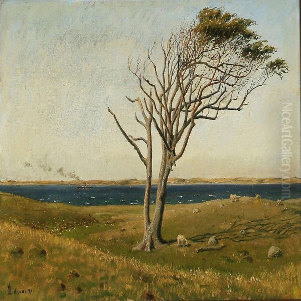 View From Asn s, Denmark Oil Painting by Mathias Lutken