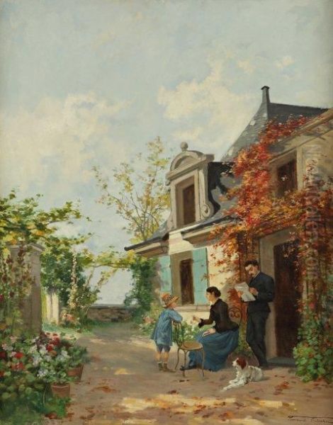 La Lecture Dans Le Jardin Oil Painting by Fernand Lutscher