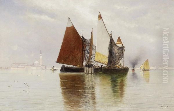 A Serene Summer Day Off Venice With The Isola Di San Giorgio Maggiore Oil Painting by Ascan Lutteroth