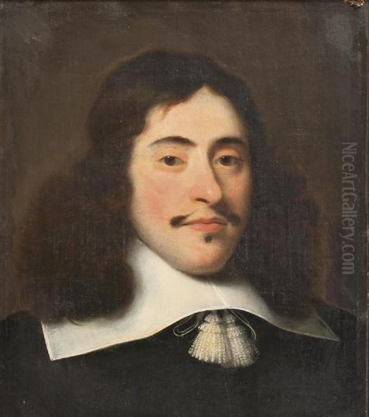 Portrait Of A Gentleman, Bust-length, In A Black Costume With A White Collar Oil Painting by Isaac Luttichuys