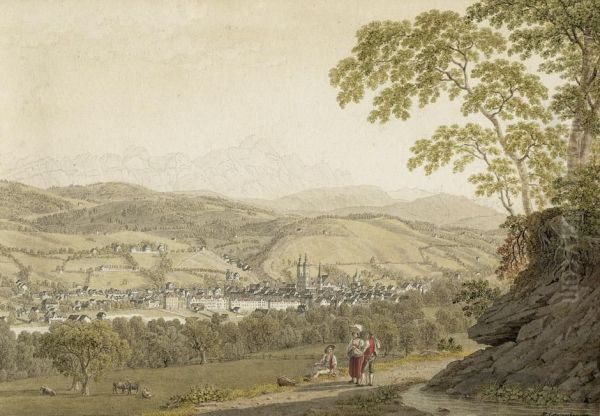 Ansicht Von St. Gallen Mit Der Klosterkirche Oil Painting by Johann Heinrich Luttringshausen