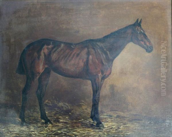 Lorna, A Bay Racehorse Oil Painting by Charles Augustus Henry Lutyens