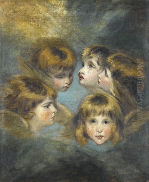 Heads Of Angels Oil Painting by Charles Augustus Henry Lutyens