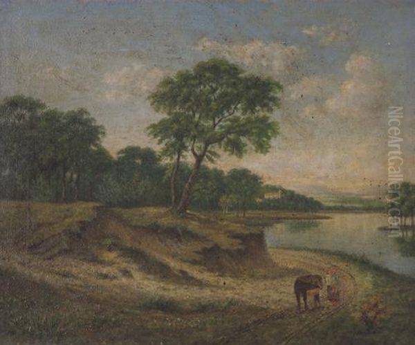 Paesaggio Lacustre Oil Painting by Luigi Luvoni