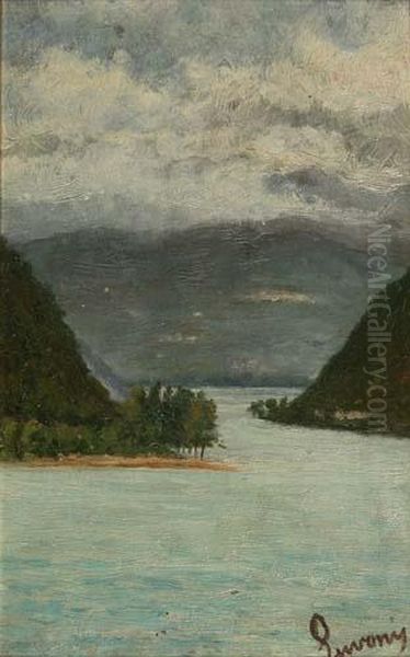 A Porto Teresio Oil Painting by Luigi Luvoni