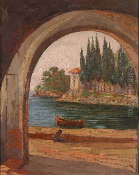 Portico Sul Lago Oil Painting by Lazzaro Luxardo