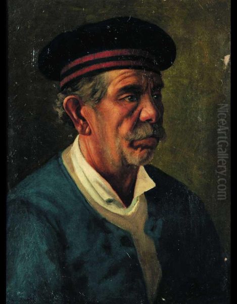 Vecchio Marinaio Genovese Oil Painting by Alfredo Luxoro