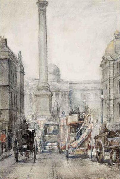 A View Of Trafalgar Square Oil Painting by Arie Marthinus Luyt