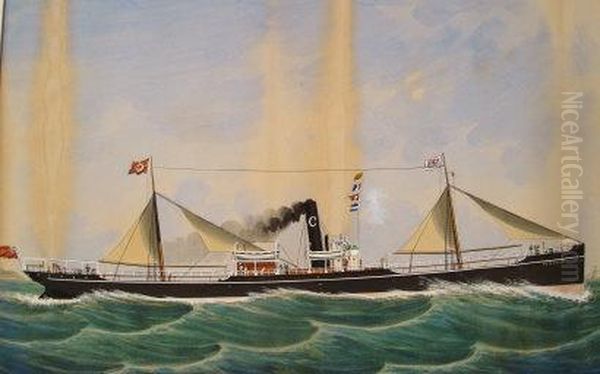 The Steam Ship 'pendeen' Oil Painting by Antonio Luzzo