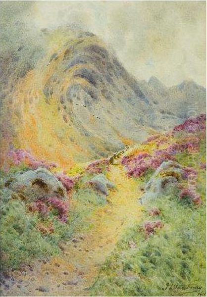 Sheep On A Mountain Pass Oil Painting by J.A. Lynas Gray