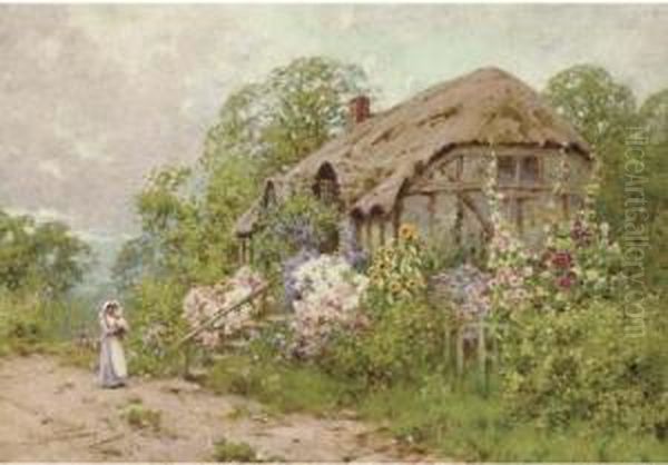 A Worcester Lane, Near Ombersley Oil Painting by J.A. Lynas Gray