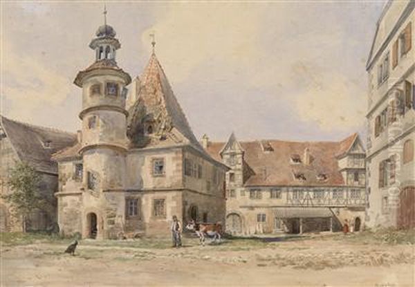 A Motiffrom A German Estate: Building Complex Oil Painting by Anna Lynker