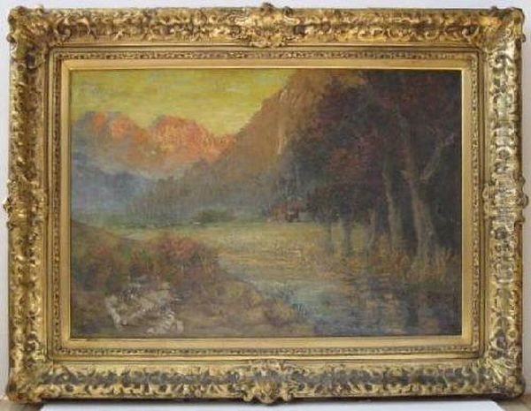 Western Landscape With Stream Oil Painting by Frank Lynn-Jenkins