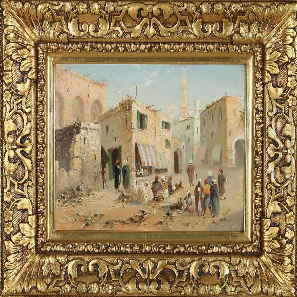 View Of An Arabmarket Oil Painting by Henry Stanton Lynton