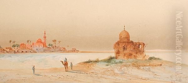 A Middle Eastern Scene Oil Painting by Henry Stanton Lynton