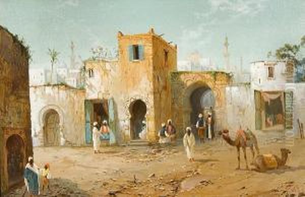 Street Scene, Rabat, Morocco Oil Painting by Henry Stanton Lynton