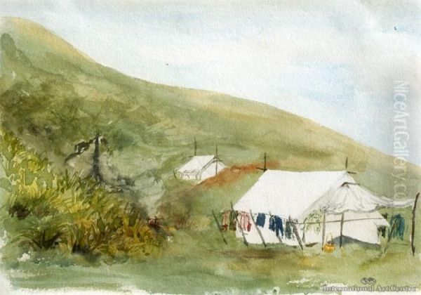 Camping Oil Painting by Sophia Augusta Lysaght Nee Moore