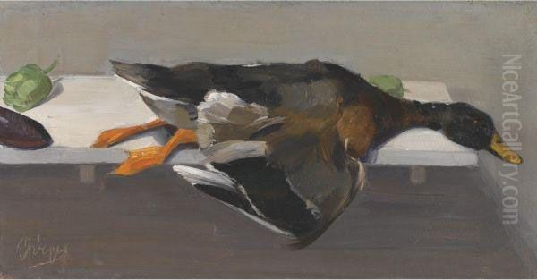 Still Life With Duck Oil Painting by Pericles Lytras