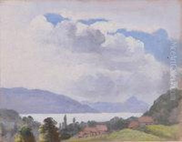 Sky, Lakes And Mountain Tops Oil Painting by Neville Stephen Lytton