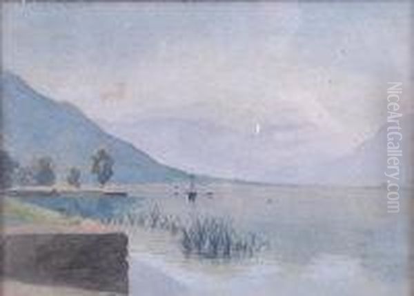 Three Lake Oil Painting by Neville Stephen Lytton