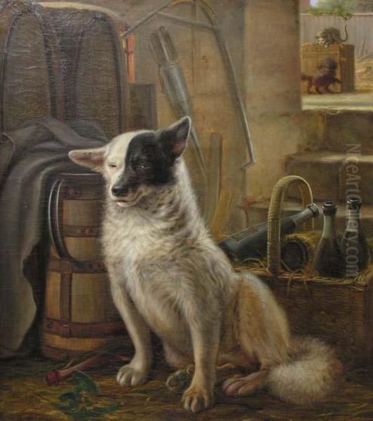 Chiens Et Chats Oil Painting by Niels Agaard Lytzen