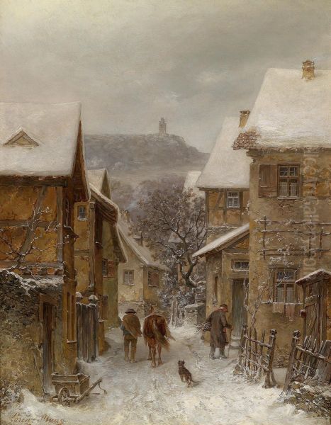 Paesaggio Invernale Nel Taunus Con La Fortezza Di Falkenstein Oil Painting by Lorenz Maas