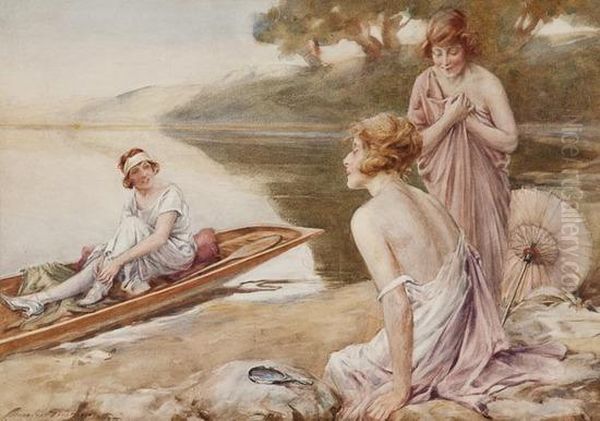 The Bathing Party Oil Painting by Charles MacIvor or MacIver Grierson