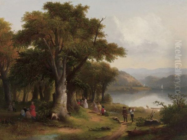 Picnic On The Hudson Oil Painting by James Dougal Mac Hart