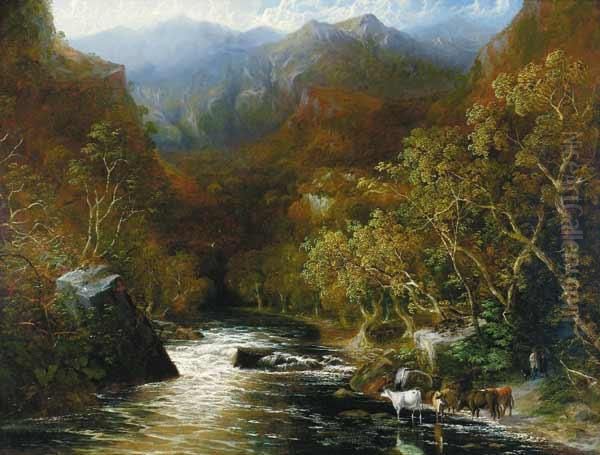 River Landscape Oil Painting by James Dougal Mac Hart