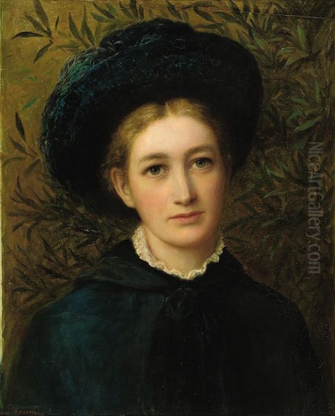 Portrait Of A Lady In A Green Hat Oil Painting by Macarthey