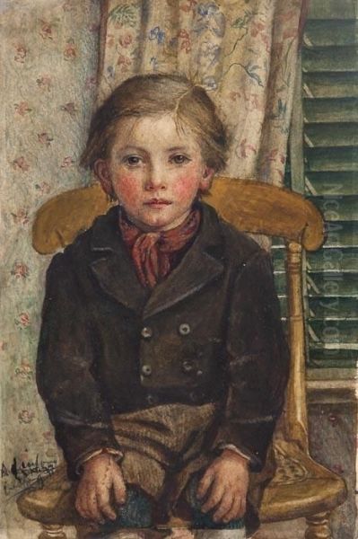 Young Boy Seated On A Chair Oil Painting by Blanche F MacArthur