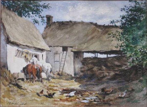 Farm Scene Oil Painting by John Macauliffe