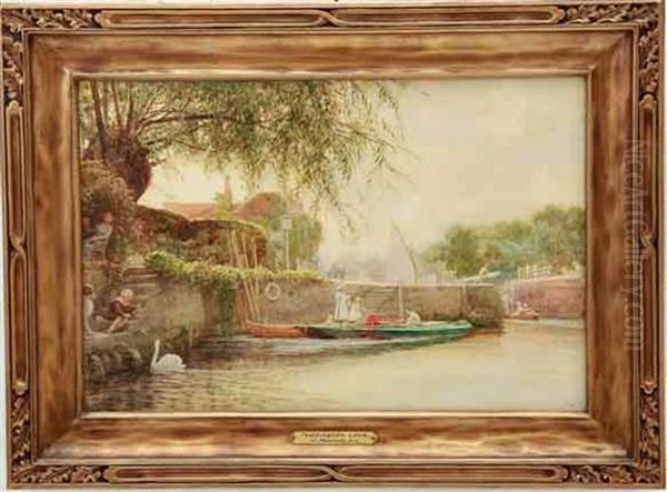 Teddington Lock Oil Painting by Robert Walker Macbeth