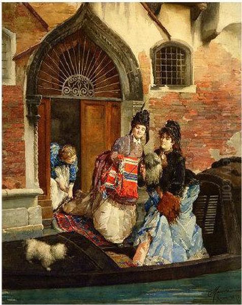 Venetian Ladies Oil Painting by Cesare Maccari