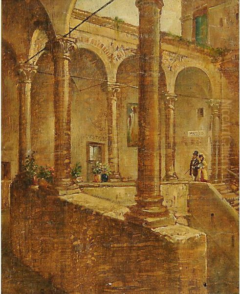 Nel Chiostro Oil Painting by Serafino Macchiati