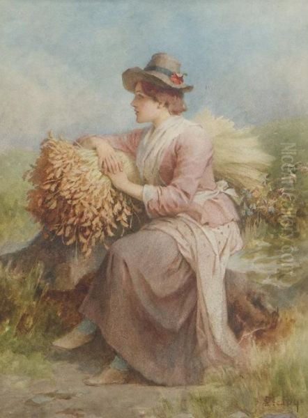 A Country Girl Oil Painting by Samuel McCloy