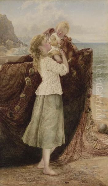 A Fisherman's Children Oil Painting by Samuel McCloy