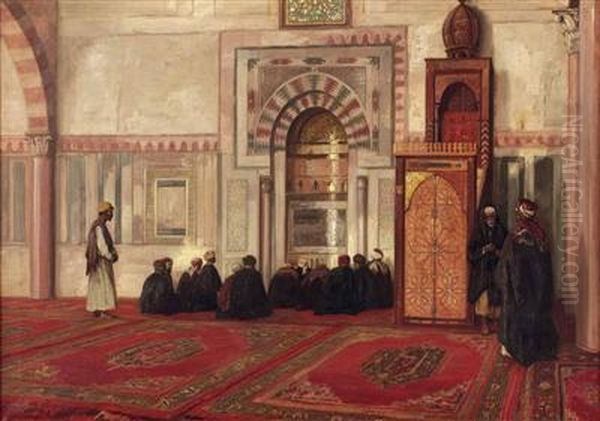 In Der Moschee Ibrahim Agha -kairo Oil Painting by Georg Macco