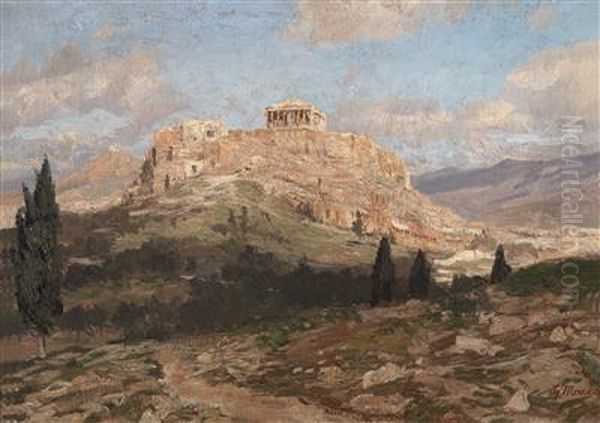 View Of The Acropolis Oil Painting by Georg Macco