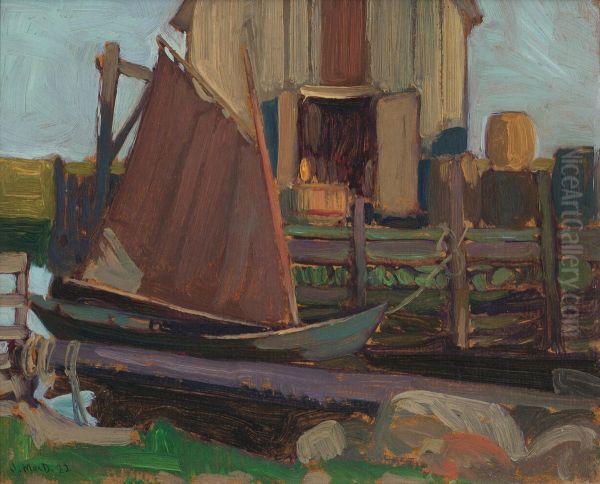 Fish Houses, Petite Riviere, N.s. Oil Painting by James Edward Hervey MacDonald