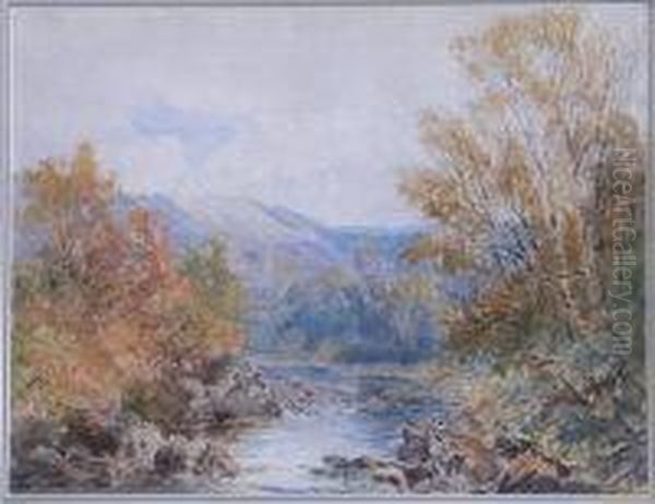 Scottish River Landscape Oil Painting by John Blake Macdonald