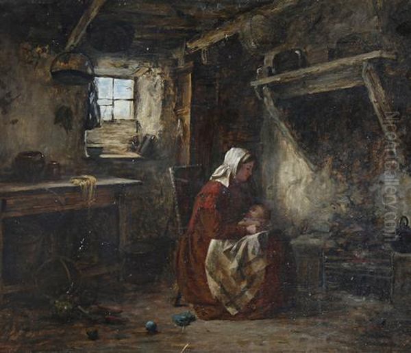 The Cottage Fireside Oil Painting by John Blake Macdonald